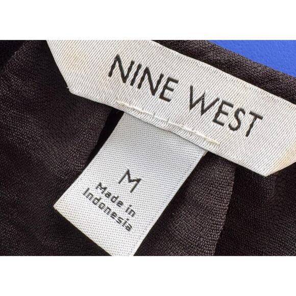 Nine West Medium Black Button Front Blouse Polyester - Picture 3 of 8